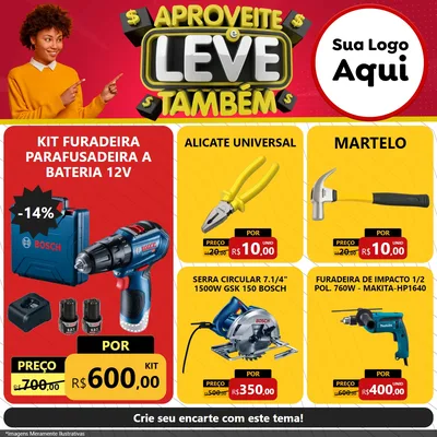 Modelo de Rede Social para Feed Facebook com o tema Aproveite e Leve Também para Maquinas e Ferramentas