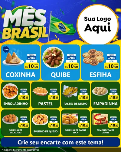 Modelo de Rede Social para Feed Instagram com o tema Mês do Brasil para Salgadaria