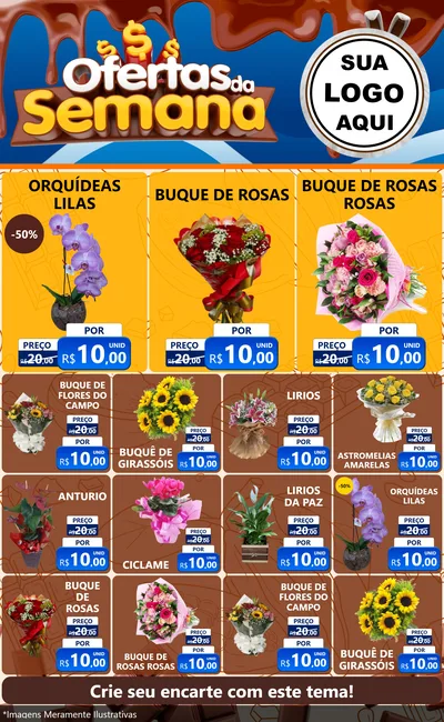 Modelo de Encarte para Encarte Grande com o tema Ofertas da Semana - Páscoa para Floricultura e jardim