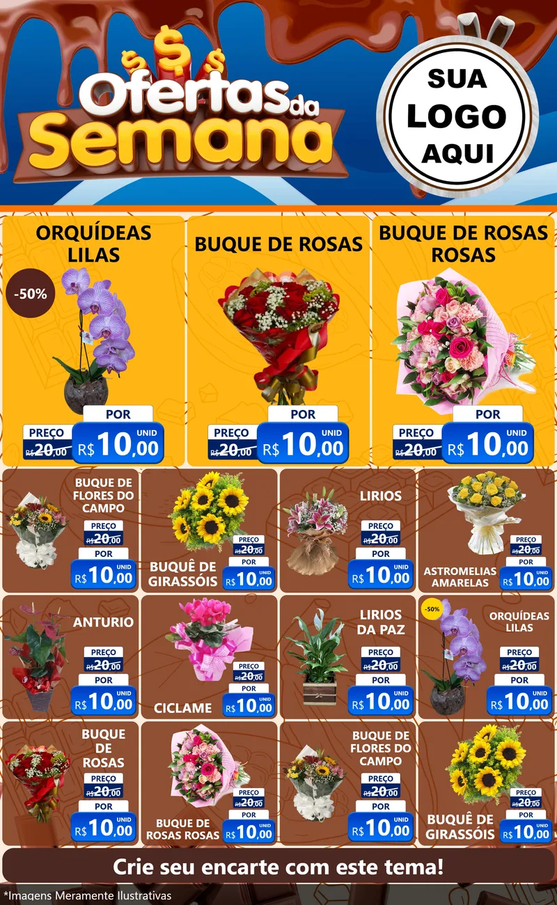 Modelo de Encarte para Encarte Grande com o tema Ofertas da Semana - Páscoa para Floricultura e jardim