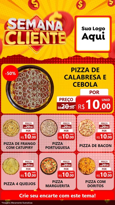 Modelo de Rede Social para Stories com o tema Semana do Cliente para Pizzaria