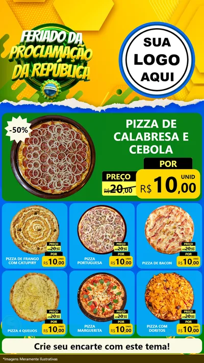 Modelo de Rede Social para Stories com o tema Feriado da Proclamação da República para Pizzaria