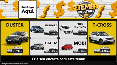Modelo de TV para TV Horizontal com o tema Setembro Imbatível para Concessionaria de Carros