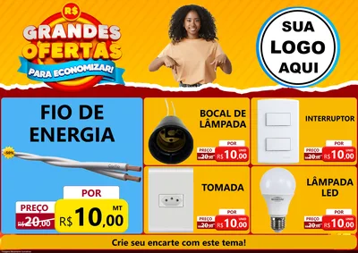 Modelo de Encarte para Encarte A4 Horizontal com o tema Grandes Ofertas Para Economizar! para Materiais Elétricos