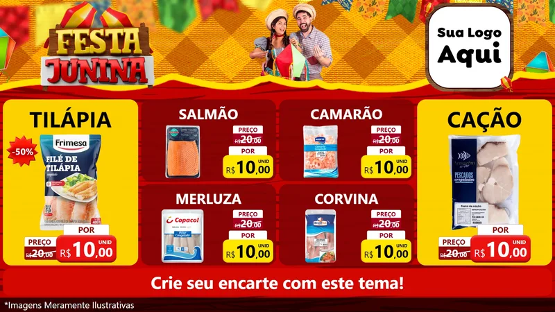 Modelo de TV para TV Horizontal com o tema Festa Junina para Peixaria