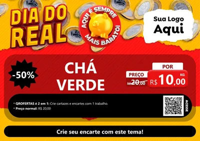 Modelo de Cartaz para Cartaz A4 Horizontal com o tema Dia Do Real para Produtos Naturais