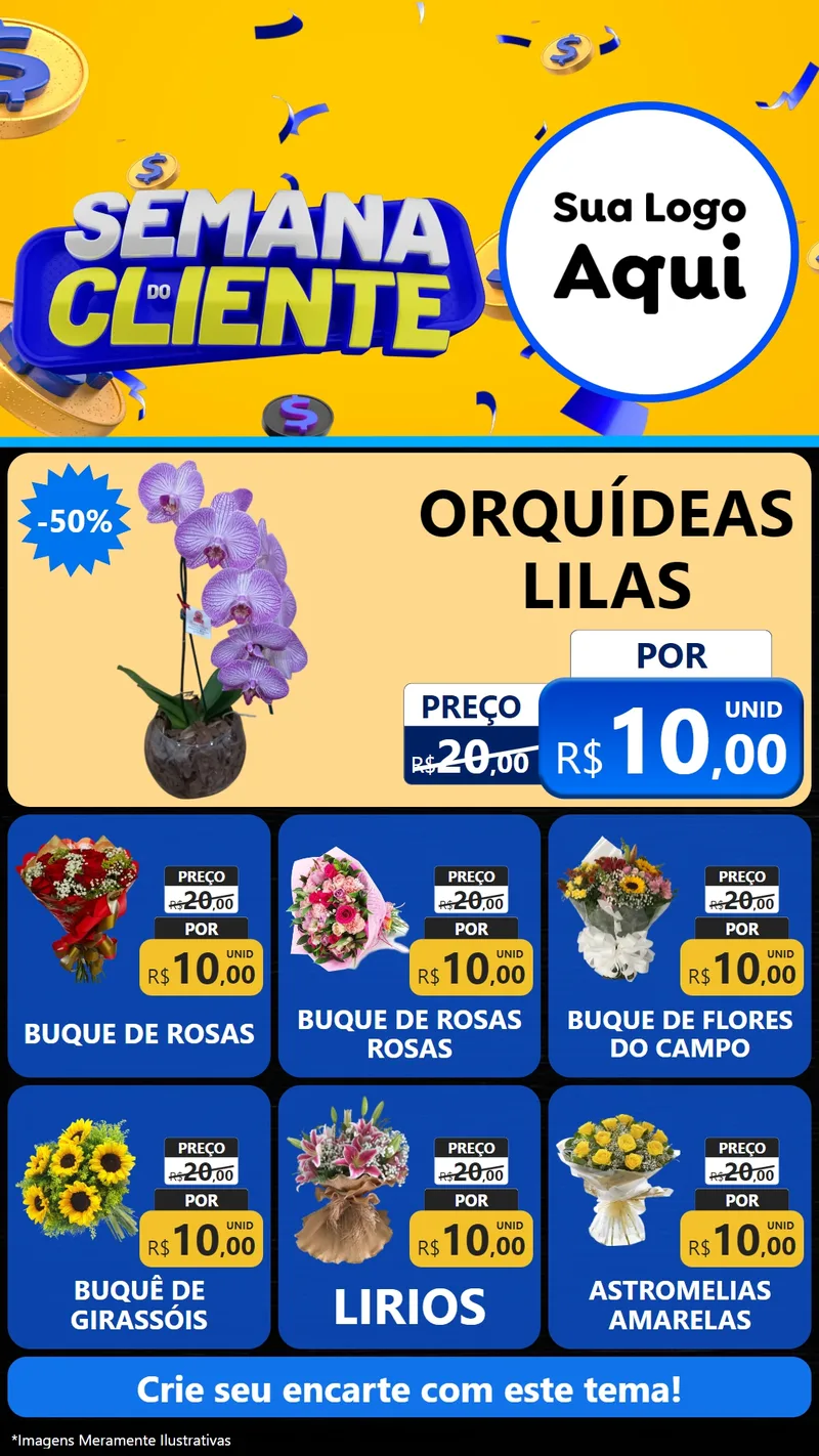 Modelo de Rede Social para Stories com o tema Semana do Cliente para Floricultura e jardim