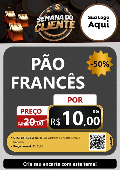 Modelo de Cartaz para Cartaz A4 Vertical com o tema Semana do Cliente para Padaria