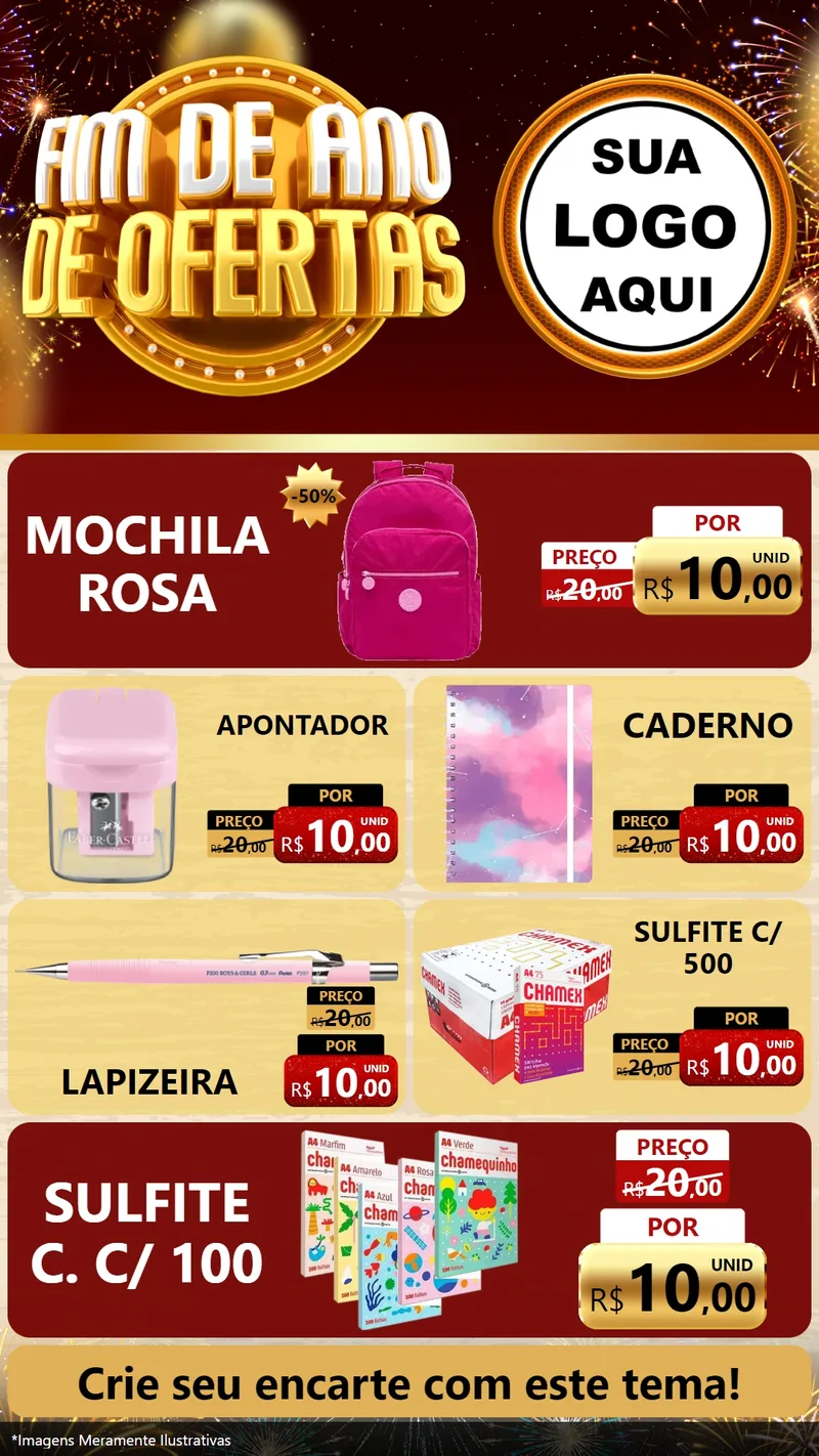 Modelo de TV para TV Vertical com o tema Fim de Ano de Ofertas para Papelaria