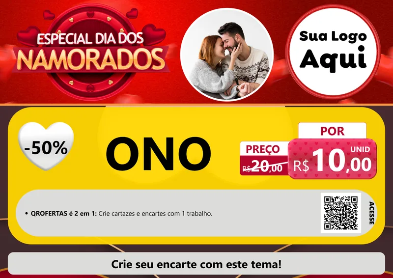 Modelo de Cartaz para Cartaz A4 Horizontal com o tema Especial Dia Dos Namorados para Óticas