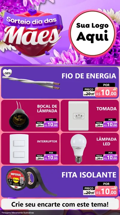 Modelo de TV para TV Vertical com o tema Sorteio Dia das Mães para Materiais Elétricos