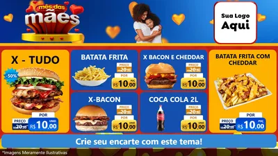 Modelo de TV para TV Horizontal com o tema Mês das Mães para Hamburgueria