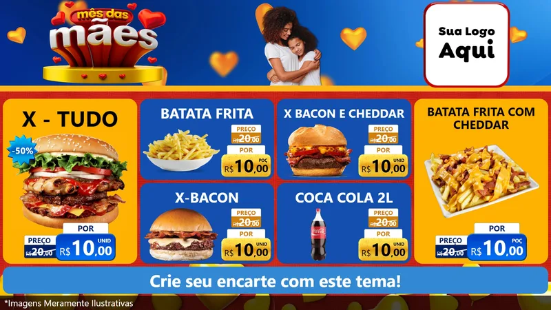 Modelo de TV para TV Horizontal com o tema Mês das Mães para Hamburgueria