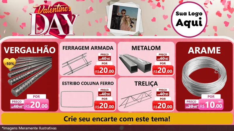 Modelo de TV para TV Horizontal com o tema Valentine's Day para Ferragens