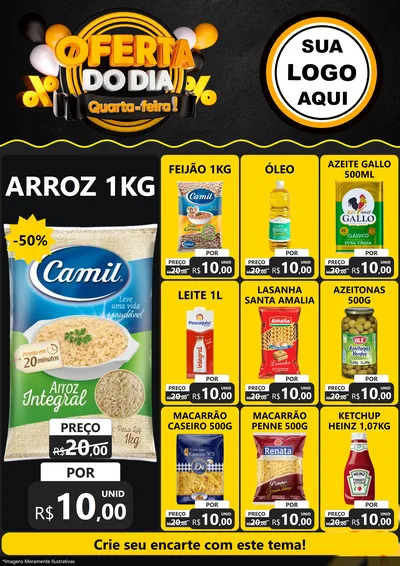 Modelo de Encarte para Encarte A4 Vertical com o tema Oferta do Dia - Quarta Feira! para Supermercado