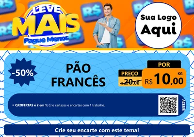 Modelo de Cartaz para Cartaz A4 Horizontal com o tema Leve Mais, Pague Menos para Padaria