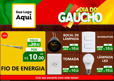 Modelo de Encarte para Encarte A4 Horizontal com o tema Dia do Gaúcho para Materiais Elétricos