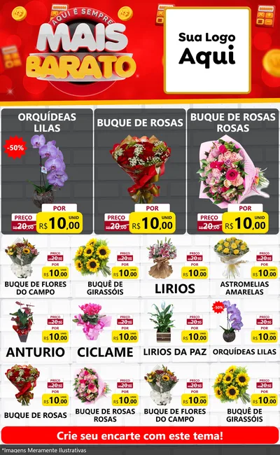 Modelo de Encarte para Encarte Grande com o tema Mais Barato para Floricultura e jardim