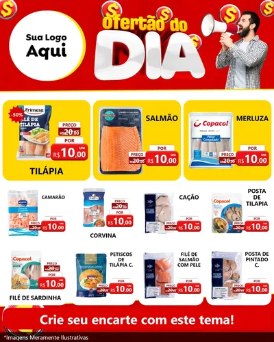 Modelo de Rede Social para Feed Instagram com o tema Ofertão do dia para Peixaria