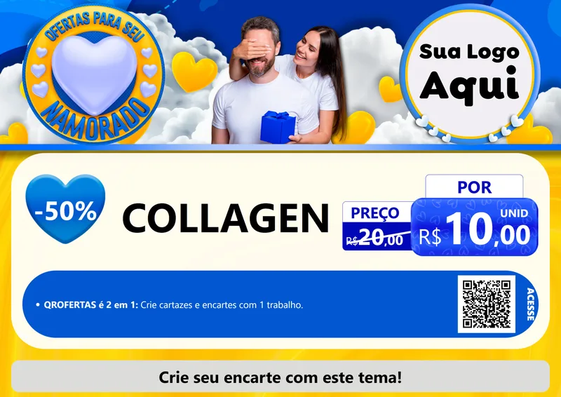 Modelo de Cartaz para Cartaz A4 Horizontal com o tema Ofertas Para Seu Namorado para Suplementos alimentares