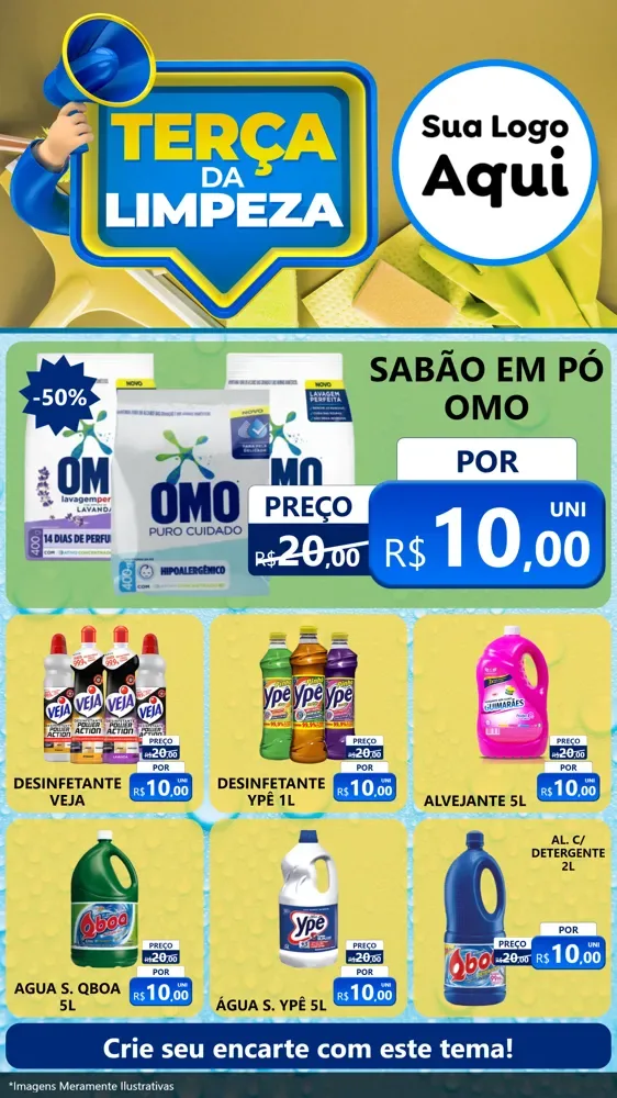 Modelo de Rede Social para Stories com o tema Terça da Limpeza para Produtos de Limpeza