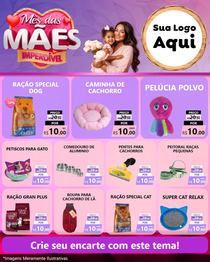 Modelo de Rede Social para Feed Instagram com o tema Mês das Mães Imperdível para Pet Shop