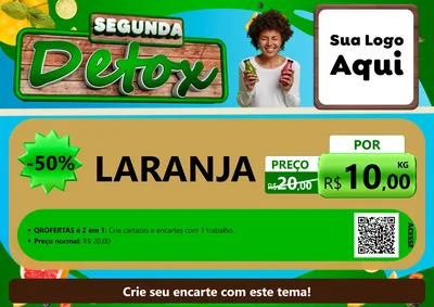 Modelo de Cartaz para Cartaz A4 Horizontal com o tema Segunda Detox para Hortifrúti