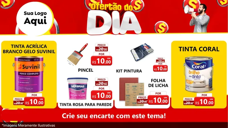 Modelo de TV para TV Horizontal com o tema Ofertão do dia para Tintas e Ferramentas