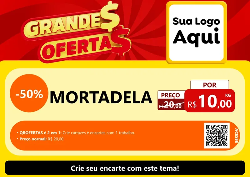 Modelo de Cartaz para Cartaz A4 Horizontal com o tema Grandes Ofertas para Frios e Laticínios