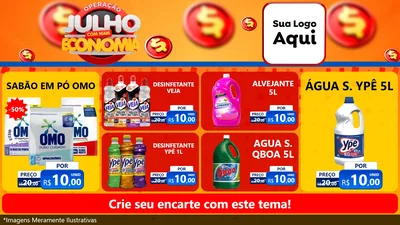 Modelo de TV para TV Horizontal com o tema Operação Julho Com Mais Economia para Produtos de Limpeza