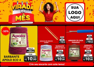 Modelo de Encarte para Encarte A4 Horizontal com o tema Virada de Mês para Armarinho e Aviamentos