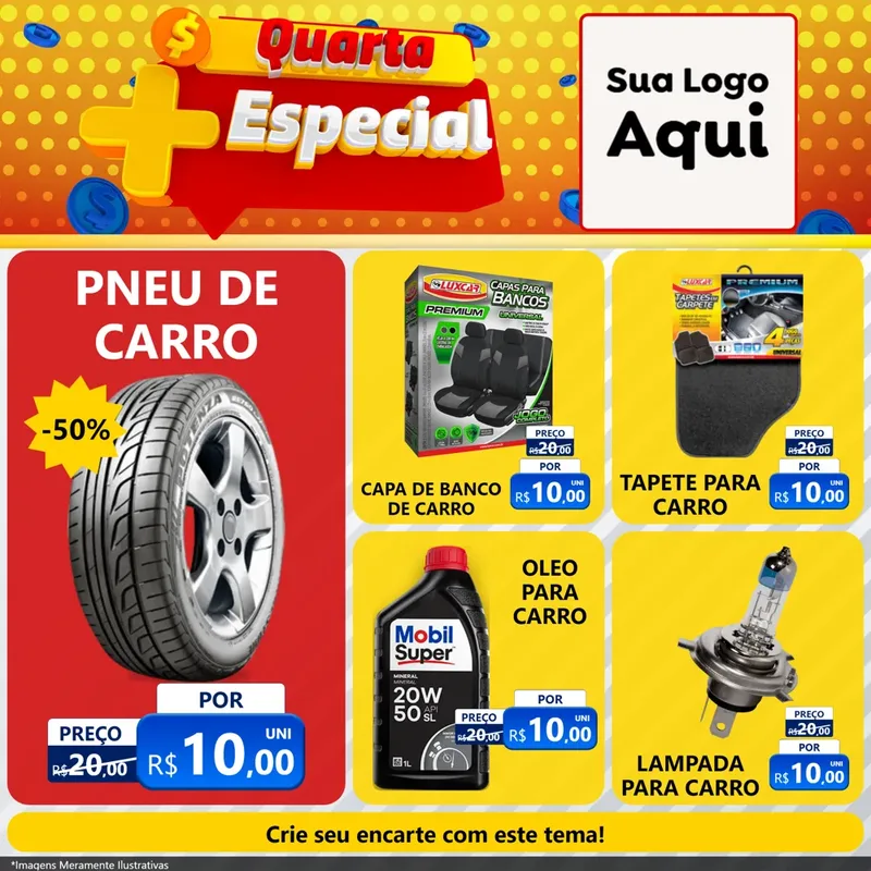 Modelo de Rede Social para Feed Facebook com o tema Quarta Mais Especial para Auto peças
