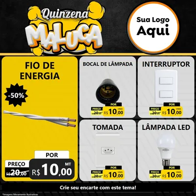 Modelo de Rede Social para Feed Facebook com o tema Quinzena Maluca para Materiais Elétricos