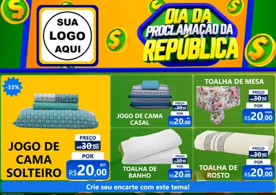 Modelo de Encarte para Encarte A4 Horizontal com o tema Dia Da Proclamação da República para Cama, Mesa e Banho