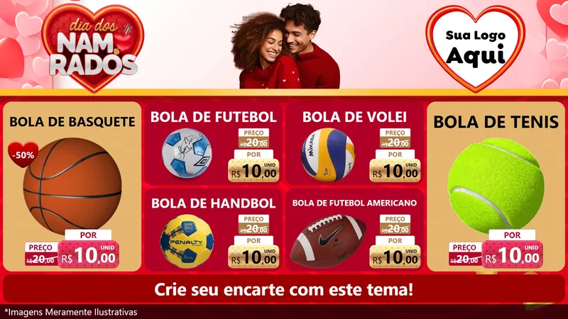 Modelo de TV para TV Horizontal com o tema Dia dos Namorados para Artigos Esportivos