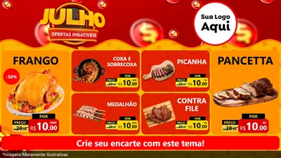 Modelo de TV para TV Horizontal com o tema Julho Ofertas Imbatíveis para Assados