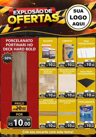 Modelo de Encarte para Encarte A4 Vertical com o tema Explosão de Ofertas para Pisos e revestimentos