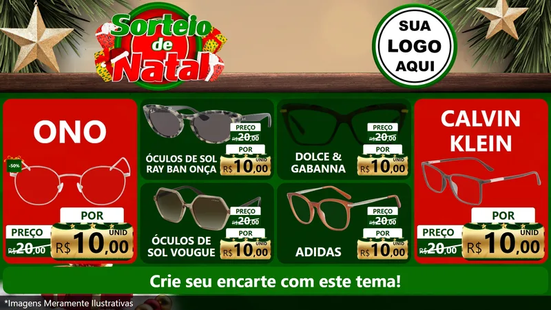 Modelo de TV para TV Horizontal com o tema Sorteio de Natal para Óticas
