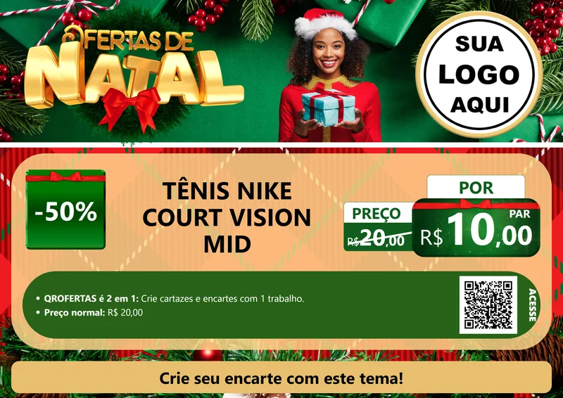 Modelo de Cartaz para Cartaz A4 Horizontal com o tema Ofertas de Natal para Calçados