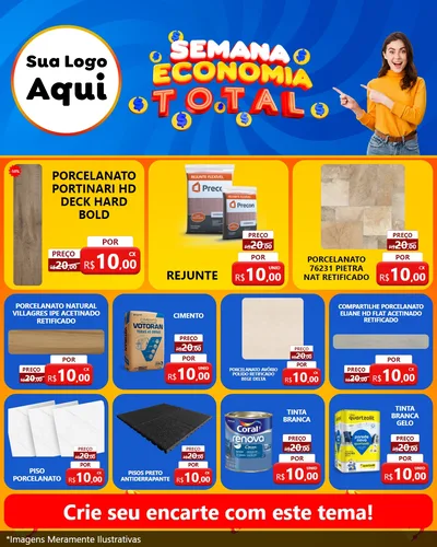 Modelo de Rede Social para Feed Instagram com o tema Semana Economia Total para Pisos e revestimentos