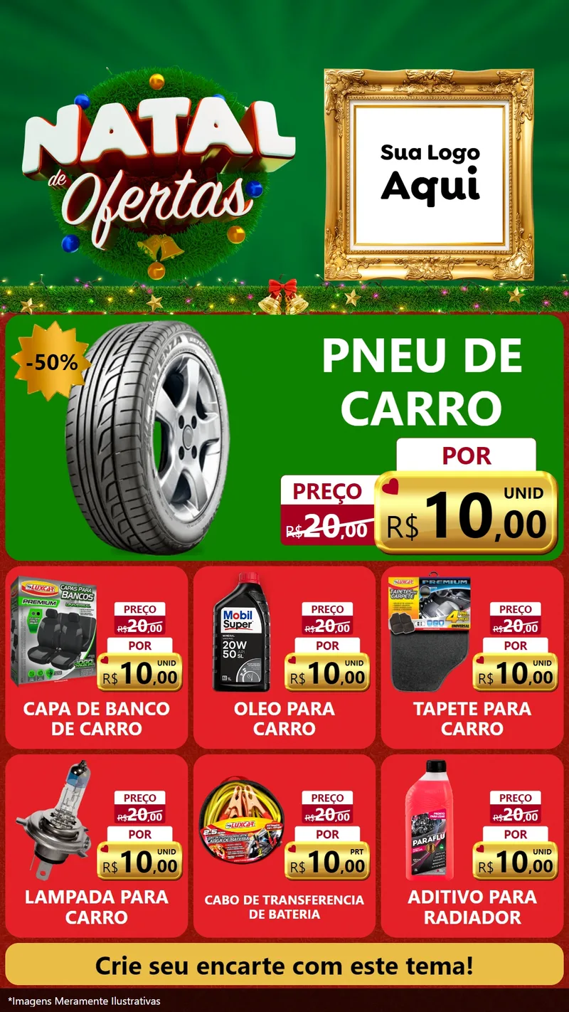 Modelo de Rede Social para Stories com o tema Natal de Ofertas para Auto peças