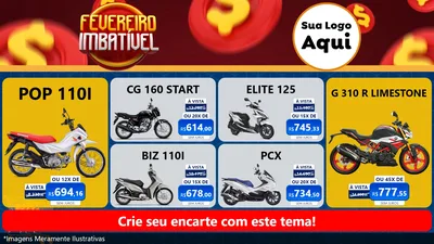 Modelo de TV para TV Horizontal com o tema Fevereiro Imbatível para Concessionaria de Motos