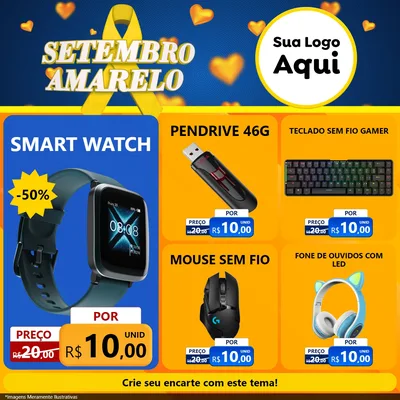 Modelo de Rede Social para Feed Facebook com o tema Setembro Amarelo para Informática