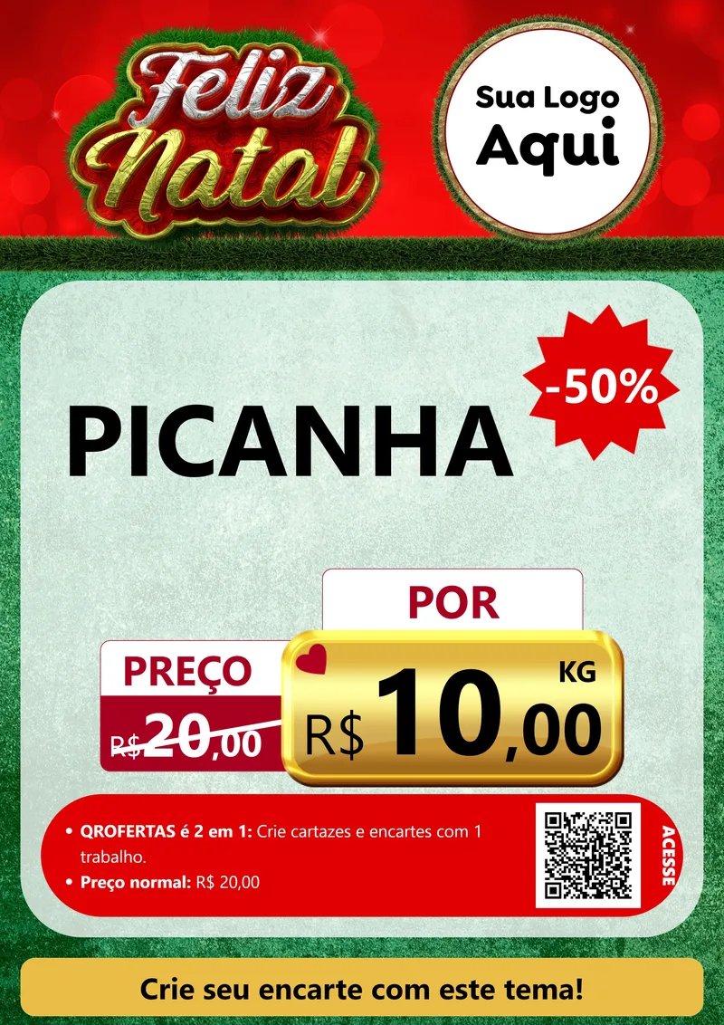 Modelo de Cartaz para Cartaz A4 Vertical com o tema Feliz Natal para Açougue