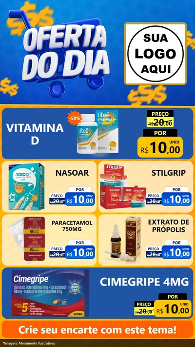 Modelo de TV para TV Vertical com o tema Oferta do Dia para Farmácia