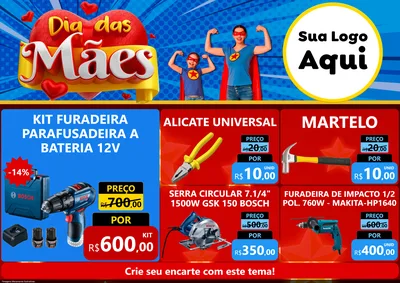 Modelo de Encarte para Encarte A4 Horizontal com o tema Dia das Mães para Maquinas e Ferramentas