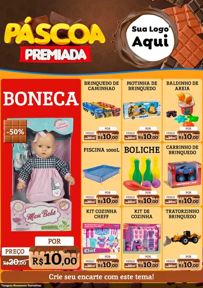 Modelo de Encarte para Encarte A4 Vertical com o tema Páscoa Premiada para Brinquedos