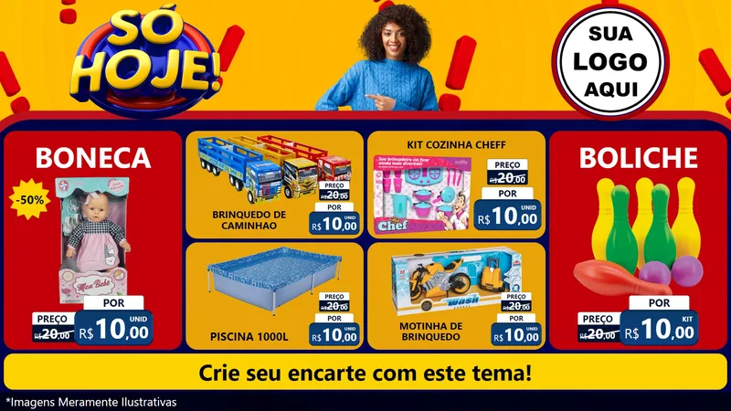 Modelo de TV para TV Horizontal com o tema Só Hoje! para Brinquedos