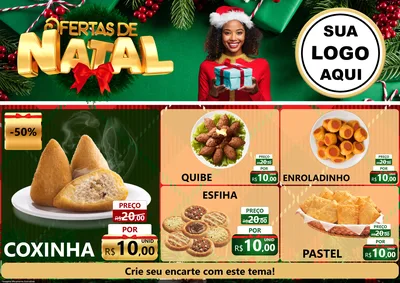 Modelo de Encarte para Encarte A4 Horizontal com o tema Ofertas de Natal para Salgadaria
