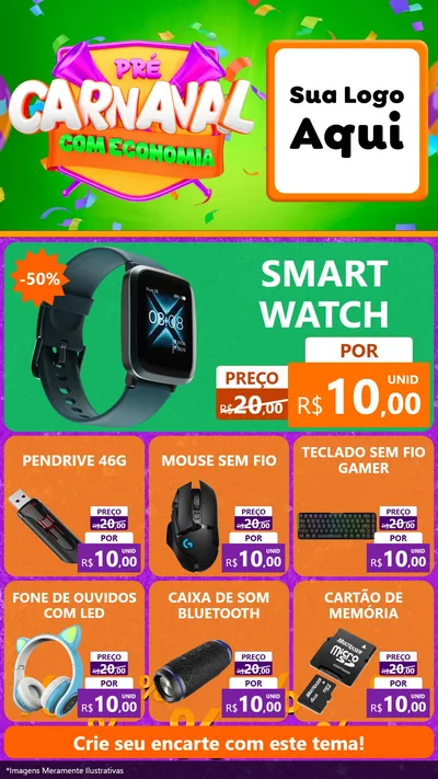 Modelo de Rede Social para Stories com o tema Pré-Carnaval Com Economia para Informática